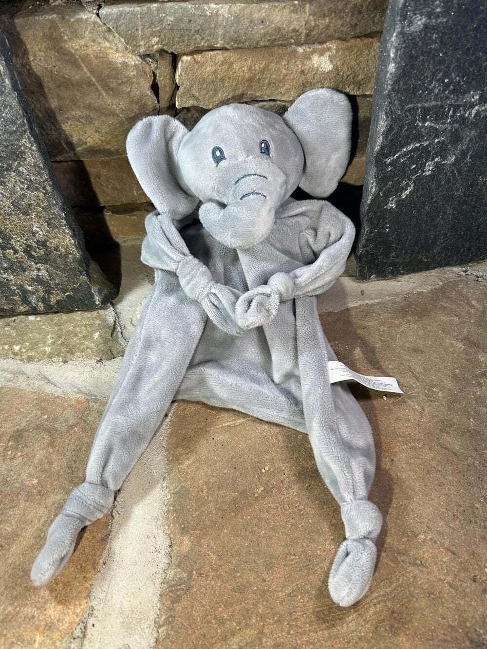 Trend Lab Gray Elephant lovey security plush knotted ends